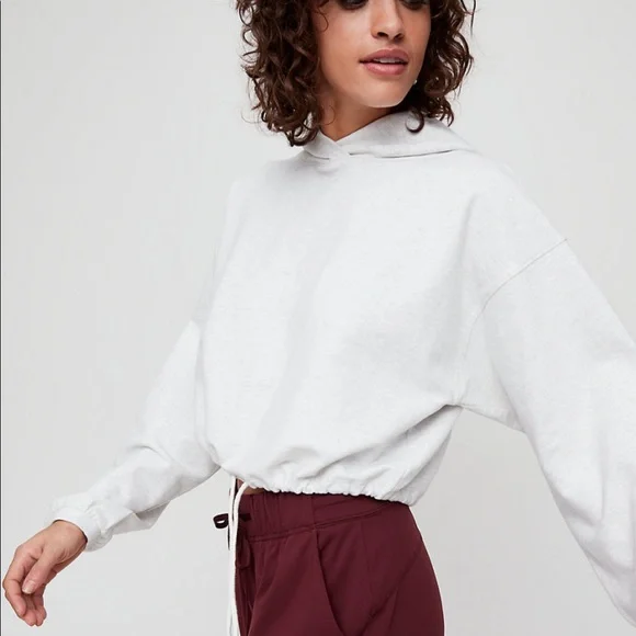 NWOT Aritzia The Constant Cropped Hoodie in Heather Sport White - Picture 5 of 8